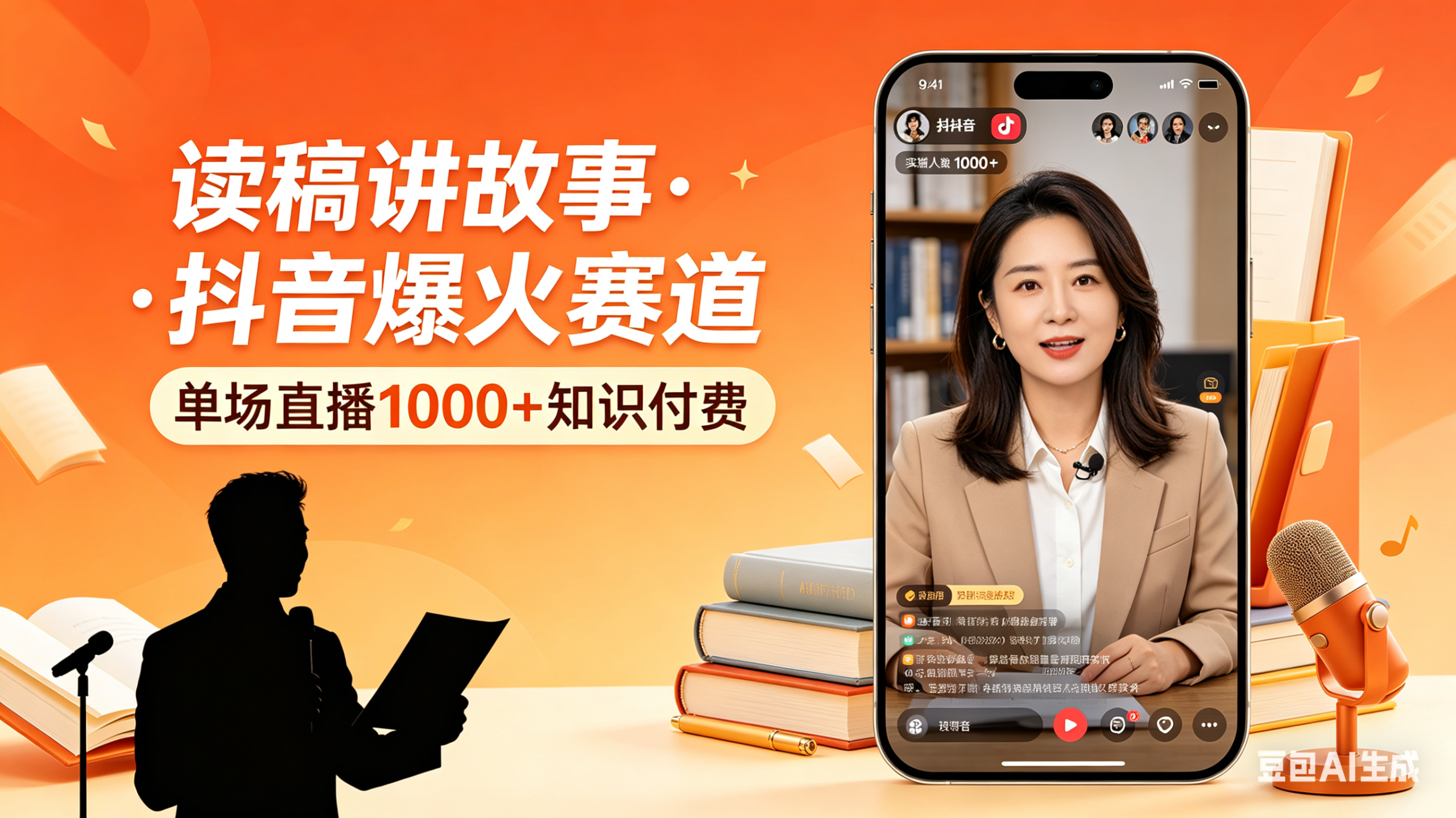读稿子讲故事赛道爆火抖音,一场直播1000-枫创社